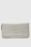 Cesare di Napoli Men's clutch bag made of crocodile leather gray - Textured leather. 100% crocodile skin. Closure: Zipper. Two compartments. Country of manufacture: Italy. Care: specialized cleaning - photo 1