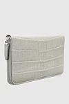 Cesare di Napoli Men's clutch bag made of crocodile leather gray - Textured leather. 100% crocodile skin. Closure: Zipper. Two compartments. Country of manufacture: Italy. Care: specialized cleaning - photo 3