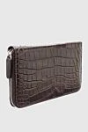 Cesare di Napoli Men's clutch bag made of brown crocodile leather - Textured leather. 100% crocodile skin. Closure: Zipper. Two compartments. Country of manufacture: Italy. Care: specialized cleaning - photo 3