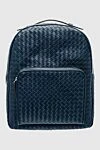 Cesare di Napoli Blue leather backpack for men - textured leather weaving. 100% genuine leather. front pocket. Closure: Zipper. Country of manufacture: Italy. Care: specialized cleaning - photo 1