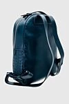 Cesare di Napoli Blue leather backpack for men - textured leather weaving. 100% genuine leather. front pocket. Closure: Zipper. Country of manufacture: Italy. Care: specialized cleaning - photo 3