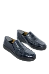 Tardini Blue alligator leather slip-ons for men - textured leather. alligator skin. lacing. height 2cm. Country of manufacture: Italy. Care: specialized cleaning - photo 3