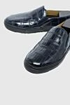 Tardini Blue alligator leather slip-ons for men - textured leather. alligator skin. lacing. height 2cm. Country of manufacture: Italy. Care: specialized cleaning - photo 5