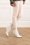 Women's white sock-style boots with a logo Balmain - boot-stocking, logo on the freebie. textile. Heel height: 10 centimeters. Country of manufacture: Italy. Care: specialized cleaning - photo 2