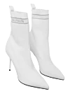 Balmain Women's white sock-style boots with a logo - boot-stocking, logo on the freebie. textile. Heel height: 10 centimeters. Country of manufacture: Italy. Care: specialized cleaning - photo 3