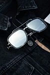 Sunglasses made of metal and plastic, gray for men Balmain - fantasy shape of the Frame, logo on the ear. UV protection, scratch protection, case included. plastic, metal. Country of manufacture: Italy. Care: specialized cleaning - photo 8