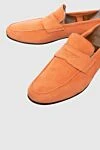 Andrea Ventura Orange suede loafers for men - contrast sole. top height 8 cm, leather interior. 100% suede. Insole: leather. Country of manufacture: Italy. Care: specialized cleaning - photo 5