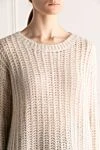 Panicale White jumper for women - textured knitwear. 38% viscose, 20% alpaca, 20% mohair, 12% polyamide. Country of manufacture: Italy. Care: specialized cleaning - photo 5