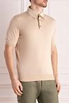 Stefano Ricci Поло з шовку та шкіри крокодила бежеве чоловіче - Вставки зі шкіри крокодила. 100% шовк, шкіра крокодила. гудзики. Країна виробник: Італія. Догляд: спеціалізоване чищення - фото 3