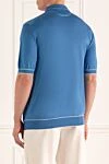 Трикотажне поло синього кольору на блискавці з контрастним оздобленням Stefano Ricci - Контрастні лінії. 100% шовк. Блискавка. Країна виробник: Італія. Догляд: спеціалізоване чищення - фото 4