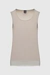 Lorena Antoniazzi Beige top for women - Decoration: a contrasting strip on the bottom. 65% acrylic, 31% silk, 4% polyester. Country of manufacture: Italy. Care: specialized cleaning - photo 1