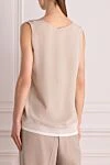 Beige top for women Lorena Antoniazzi - Decoration: a contrasting strip on the bottom. 65% acrylic, 31% silk, 4% polyester. Country of manufacture: Italy. Care: specialized cleaning - photo 4