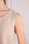 Lorena Antoniazzi Beige top for women - Decoration: a contrasting strip on the bottom. 65% acrylic, 31% silk, 4% polyester. Country of manufacture: Italy. Care: specialized cleaning - photo 5