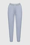 Lorena Antoniazzi Women's pants with ties light blue - contrasting belt. two pockets. viscose, elastane, polyamide. elastic belt, drawstring. Country of manufacture: Italy. Care: specialized cleaning - photo 1