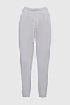 Lorena Antoniazzi Women's pants with ties white - contrasting belt. two pockets. viscose, elastane, polyamide. elastic belt, drawstring. Country of manufacture: Italy. Care: specialized cleaning - photo 1