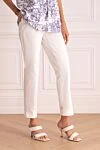 Lorena Antoniazzi Women's pants with star-shaped charm white - two pockets. cotton, polyester. zipper, hook. Country of manufacture: Italy. Care: specialized cleaning - photo 3