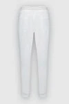 Women's cropped straight pants white Lorena Antoniazzi - two pockets. 95% viscose, 5% elastane. elastic belt. Country of manufacture: Italy. Care: specialized cleaning - photo 6