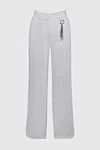 Lorena Antoniazzi Women's straight-leg pants with charm white - keychain. two pockets. 94% viscose, 5% elastane. zipper, hook. Country of manufacture: Italy. Care: specialized cleaning - photo 1