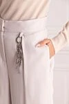 Lorena Antoniazzi Women's straight-leg pants with charm white - keychain. two pockets. 94% viscose, 5% elastane. zipper, hook. Country of manufacture: Italy. Care: specialized cleaning - photo 5