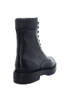 Women's black leather boots with a ribbed cuff Santoni - stitching. leather. Heel height: 2 centimeters. lacing. Country of manufacture: Italy. Care: specialized cleaning - photo 4