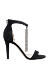 Jimmy Choo Black leather sandals for women - crystal tassel. genuine leather. buckle. Heel: 9 centimeters. Country of manufacture: Italy. Care: specialized cleaning - photo 1