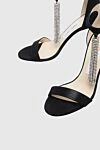 Jimmy Choo Black leather sandals for women - crystal tassel. genuine leather. buckle. Heel: 9 centimeters. Country of manufacture: Italy. Care: specialized cleaning - photo 5