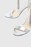 Jimmy Choo Women's gray leather sandals with crystal pendants - crystal tassel. genuine leather. buckle. Heel: 9 centimeters. Country of manufacture: Italy. Care: specialized cleaning - photo 5