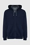 Brunello Cucinelli Кофта спортивная синяя мужская - 57% кашемир, 40% хлопок, 3% полиамид . капюшон. молния, кулиска. карманы боковые. Страна производитель: Италия. Уход: специализированная чистка - фото 1