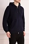 Brunello Cucinelli Кофта спортивная синяя мужская - 57% кашемир, 40% хлопок, 3% полиамид . капюшон. молния, кулиска. карманы боковые. Страна производитель: Италия. Уход: специализированная чистка - фото 3