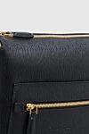 Сумка через плечо из натуральной кожи черная мужская Salvatore Ferragamo - Фактурная кожа, контрастная молния. Регулируемый ремень. 100% натуральная кожа. Два отделения. Молния. Страна производитель: Италия. Уход: специализированная чистка - фото 6