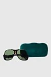 Gucci Unisex glasses black with green lenses - Decoration: logo on the bracket. Additional: UV protection, scratch protection, case included. plastic, metal. Country of manufacture: Italy. Care: specialized cleaning - photo 5