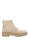 Santoni Women's beige nubuck boots with elastic inserts - nubuck. Heel height: 2 centimeters. Fastener: elastic insert. Country of manufacture: Italy. Care: specialized cleaning - photo 1