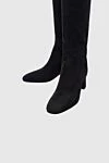 Santoni Women's suede boots with a zipper, black - suede. Heel height: 6 cm. zipper. Country of manufacture: Italy. Care: specialized cleaning - photo 5