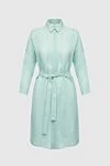 Peserico Green linen dress for women - button, belt. 100% linen. Country of manufacture: Italy. Care: specialized cleaning - photo 1