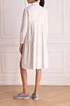 White cotton dress for women Peserico - Fastening: buttons. Decor: textured insert at the back. Composition: 97% cotton, 3% elastane. Country of manufacture: Italy. Care: specialized cleaning - photo 4