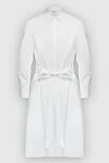 Peserico White cotton dress for women - belt. textured insert at the back, bow. 97% cotton, 3% elastane. Country of manufacture: Italy. Care: specialized cleaning - photo 1