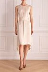 Beige viscose dress for women Peserico - hidden zipper, belt. sleeveless, fabric assembly. 100% viscose. Country of manufacture: Italy. Care: specialized cleaning - photo 2