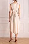 Beige viscose dress for women Peserico - hidden zipper, belt. sleeveless, fabric assembly. 100% viscose. Country of manufacture: Italy. Care: specialized cleaning - photo 4