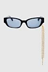 Linda Farrow Cat-eye glasses black women's with blue lenses with interchangeable brooch with crystals - logo on the bracket. Additional: UV protection. plastic, metal. Country of manufacture: Italy. Care: specialized cleaning - photo 1