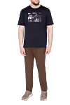 Men's blue cotton t-shirt with print (markdown) Limitato - printed pattern. 100% cotton. Country of manufacture: Italy. Care: specialized cleaning - photo 2