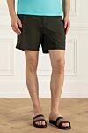 Corneliani Men's green polyester beach shorts - 100% polyester. Closure: button, zipper. two side, one back. Country of manufacture: Italy. Care: specialized cleaning - photo 3