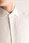 Corneliani Мужская белая льняная рубашка - 100% лен. пуговицы. Страна производитель: Италия. Уход: специализированная чистка - фото 5