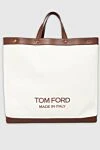 Tom Ford Сумка белая - логотип, контрастная вставка. молния. 95%-текстиль. 5%-натуральная кожа. Страна производитель: Италия. Уход: специализированная чистка - фото 1