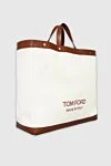 Сумка белая Tom Ford - логотип, контрастная вставка. молния. 95%-текстиль. 5%-натуральная кожа. Страна производитель: Италия. Уход: специализированная чистка - фото 2
