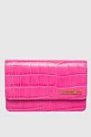 Jacquemus Clutch bag for women pink leather with original handle - logo, textured surface. genuine leather. buttons. Country of manufacture: Italy. Care: specialized cleaning - photo 1