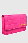 Jacquemus Clutch bag for women pink leather with original handle - logo, textured surface. genuine leather. buttons. Country of manufacture: Italy. Care: specialized cleaning - photo 3