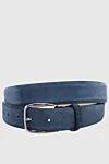 Isaia Blue leather belt for men - 100% nubuck. Size: Width 3cm. Buckle. Country of manufacture: Italy. Care: specialized cleaning - photo 1