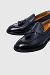 Doucal`s Blue leather loafers for men - tassels. heel height 2 cm. 100% leather. Insole: leather. Country of manufacture: Italy. Care: specialized cleaning - photo 5