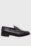 Doucal`s Black leather loafers for men - heel height 2 cm, fur lining. 100% leather. Insole: leather. Country of manufacture: Italy. Care: specialized cleaning - photo 1