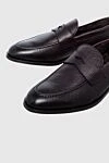 Doucal`s Black leather loafers for men - heel height 2 cm, fur lining. 100% leather. Insole: leather. Country of manufacture: Italy. Care: specialized cleaning - photo 5